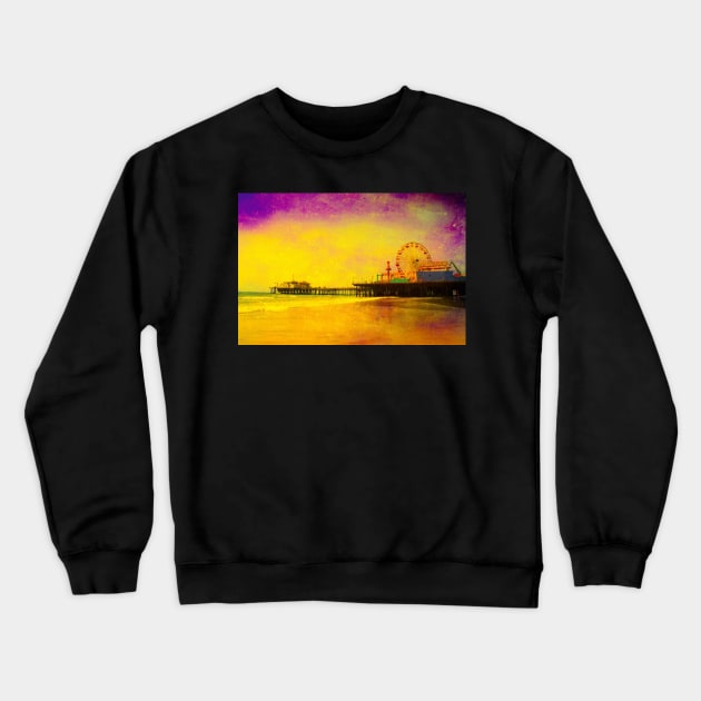 Yellow Purple Santa Monica Pier Crewneck Sweatshirt by Christine aka stine1